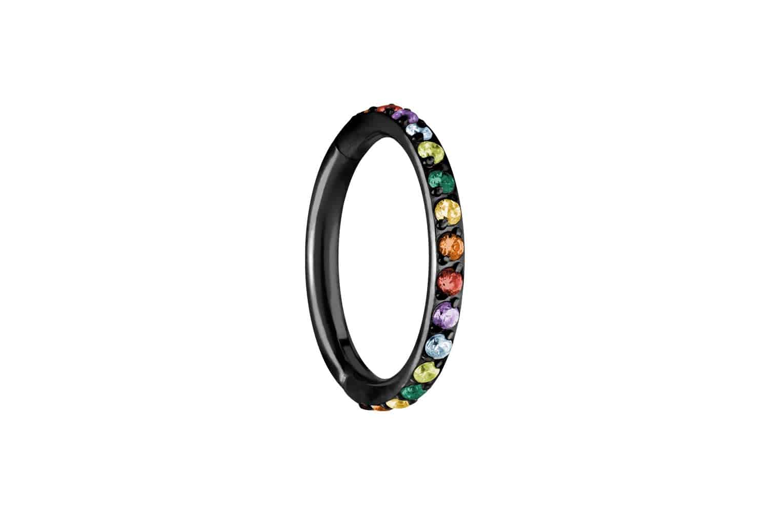 Titan Segmentring Clicker Piercing EINGEFASSTE BUNTE KRISTALLE